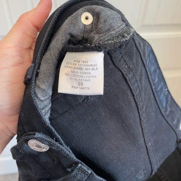 RE/DONE black high rise ankle crop raw hem jeans size 26 - Picture 8 of 8